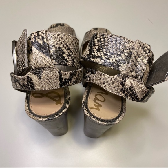 Sam Edelman Rain Snake Chunky Platform Sandal Heels Square Toe Ankle Strap - Picture 11 of 14